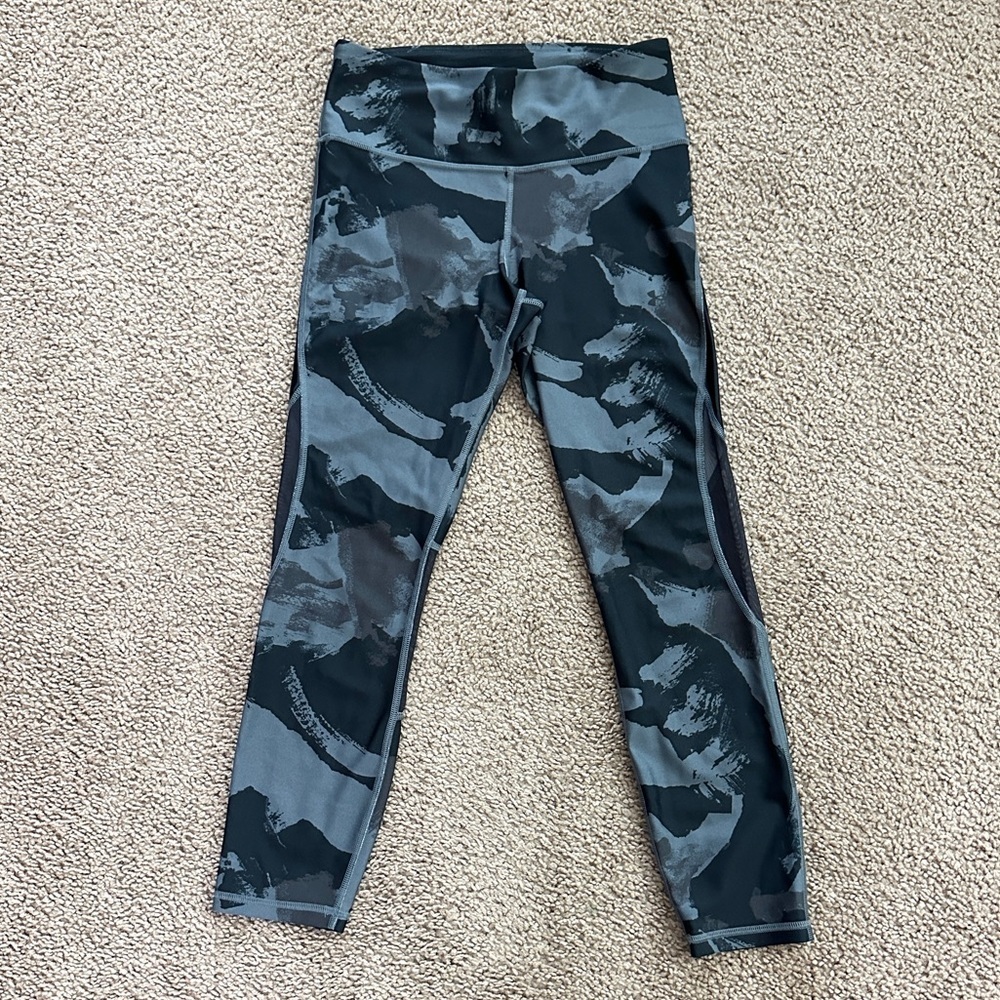 Under Armour Womens High Rise Black Grey Project Rock Ankle Length Leggings sz M
